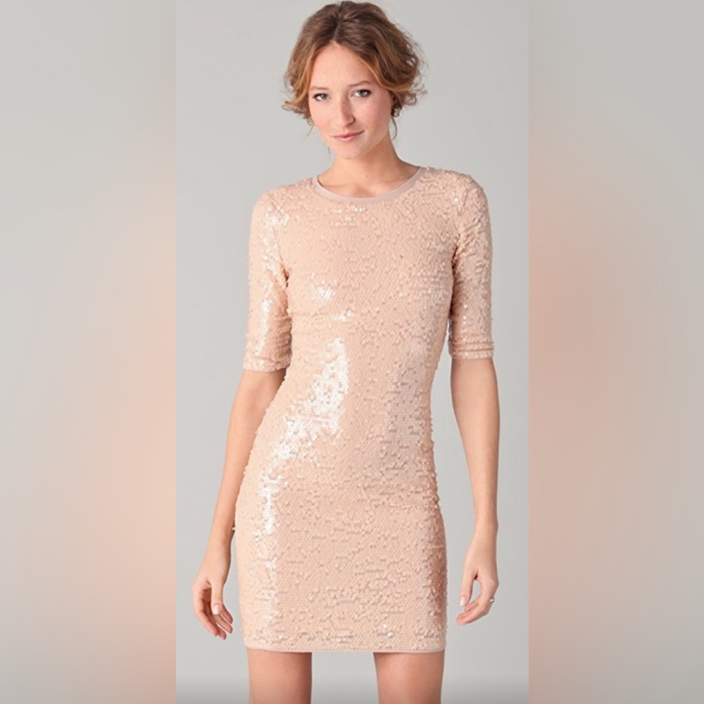 Bcbgmaxazria- Marta Sequin Dress. Blush/Cream. Xs
